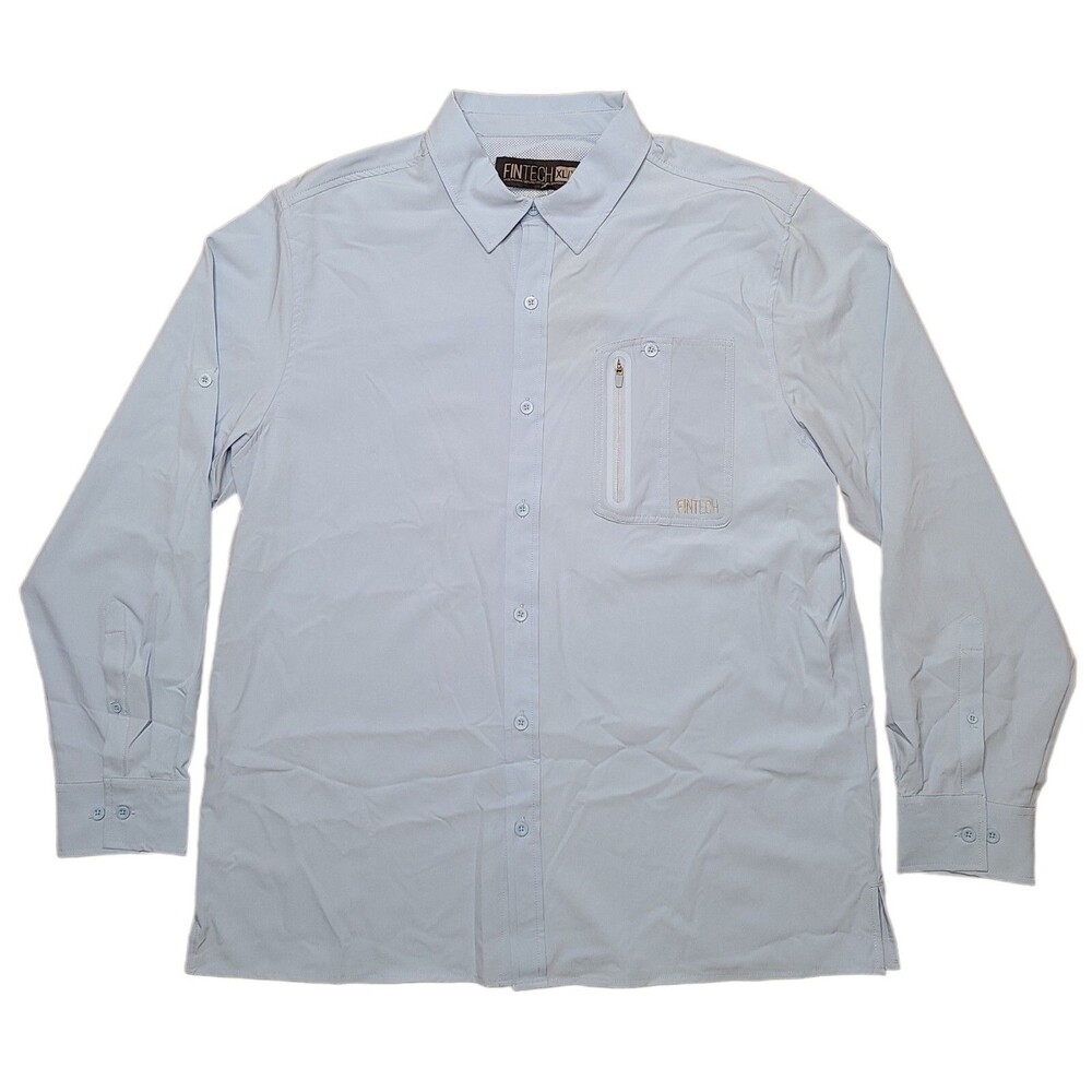 Fintech Deep Sea XL Fishing Long Sleeve Shirt w\ Vented Back Powder Blue UPF 30+